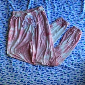 Pink And White Jogger Sweatpants